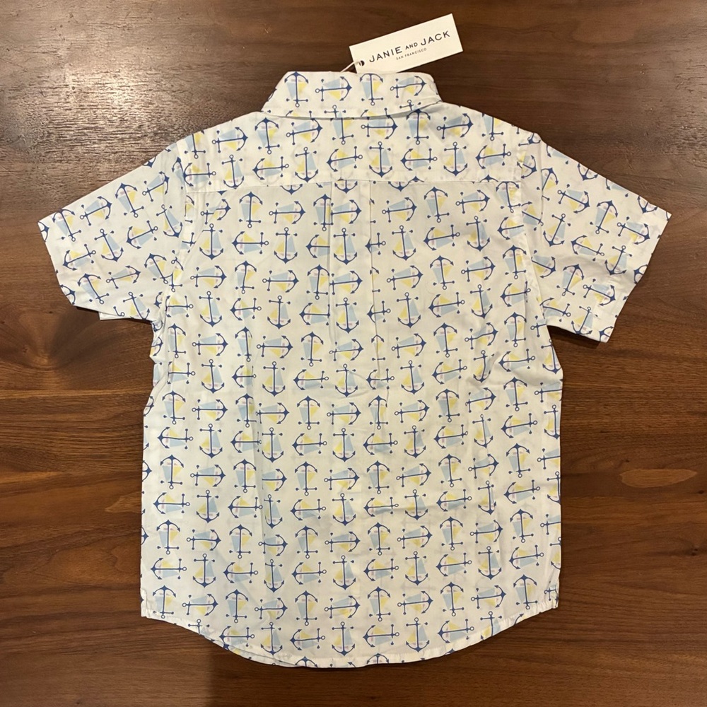 NWT- Janie and Jack Nautical Anchor Summer Shirt - Picture 3 of 4